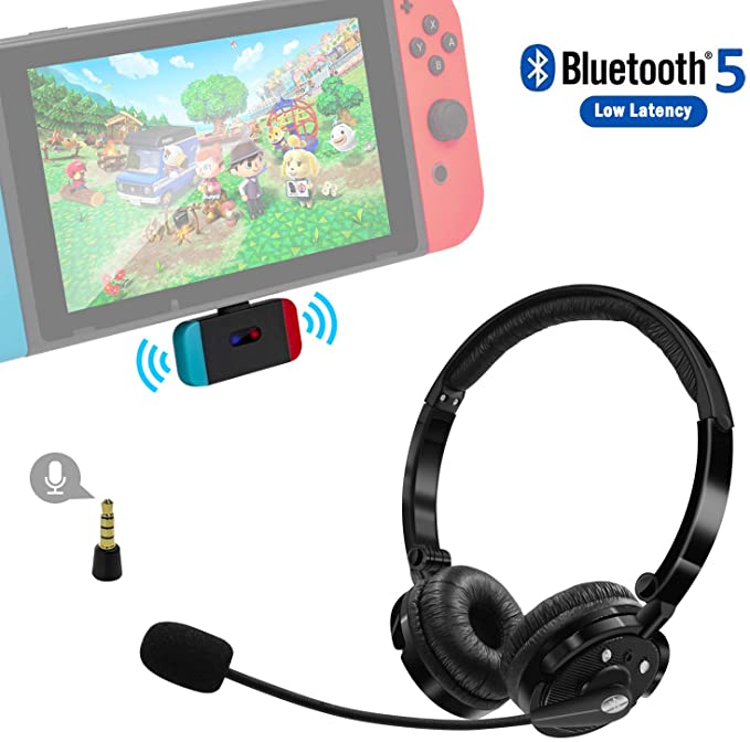 Giveet Wireless Gaming Headset Set w/USB-C Audio Dongle for Nintendo Switch/Switch Lite, Bluetooth Over Ear Headphones w/Rotable Mic for PS4 PC, Plug n Play, 40ms Low Latency, in-Game Voice Chat