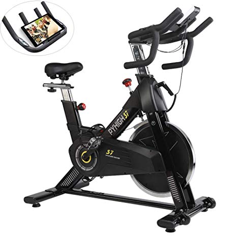 PYHIGH Indoor Cycling Bike-48lbs Flywheel Belt Drive Stationary Bicycle Exercise Bikes with LCD Monitor for Home Cardio Workout Bike Training- Black (Black)