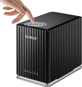 ORICO 5 Bay USB 3.1 Type-C Hard Drive Enclosure - Plug and Play DAS Storage Enclosure with 12V/10A Power Adapter, Maximum 110TB Storage for Home Data Management - 9758C3