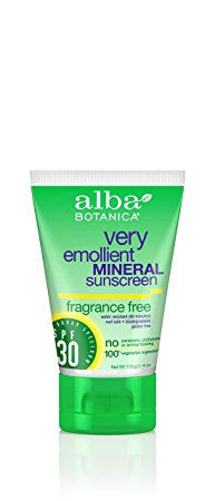 Alba Botanica Fragrance Free Mineral Sunscreen SPF 30, 4 Fluid Ounce