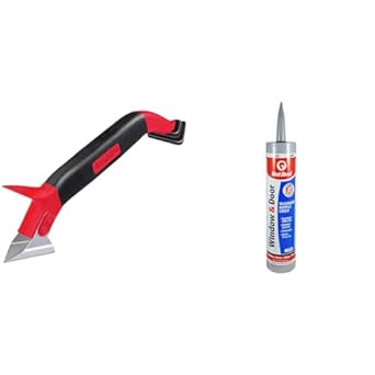 ALLWAY 3-in-1 Caulk Tool for Removal and Application Bundle with Red Devil 84650 10.1oz Gray Window & Door Caulk