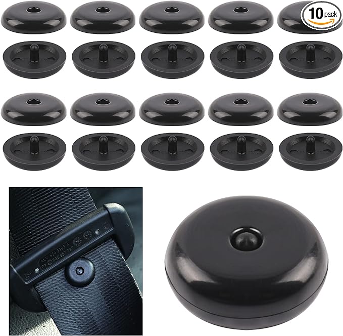 10 Sets Universal Fit Seatbelt Stopper Kit, Seat Belt Button Stop Plastic Seatbelt Buckle Stopper Button Prevent Seatbelt Clip from Sliding Down