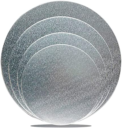 Cake Boards Sliver Foil Round Cake Circles 6, 8, 10, 12 Inch Cake Base Cardboard, 3 of Each Size Set for Baking Cake (12 Pack)