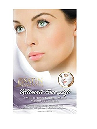 Satin Smooth Ultimate Face Lift Collagen Mask, 3 Count