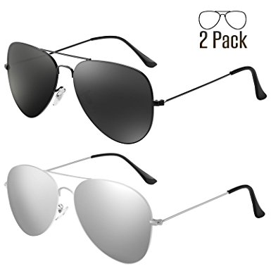 Livhò G 2 Pack of Sunglasses for Men Women Aviator Polarized Metal Mirror UV 400 Lens Protection