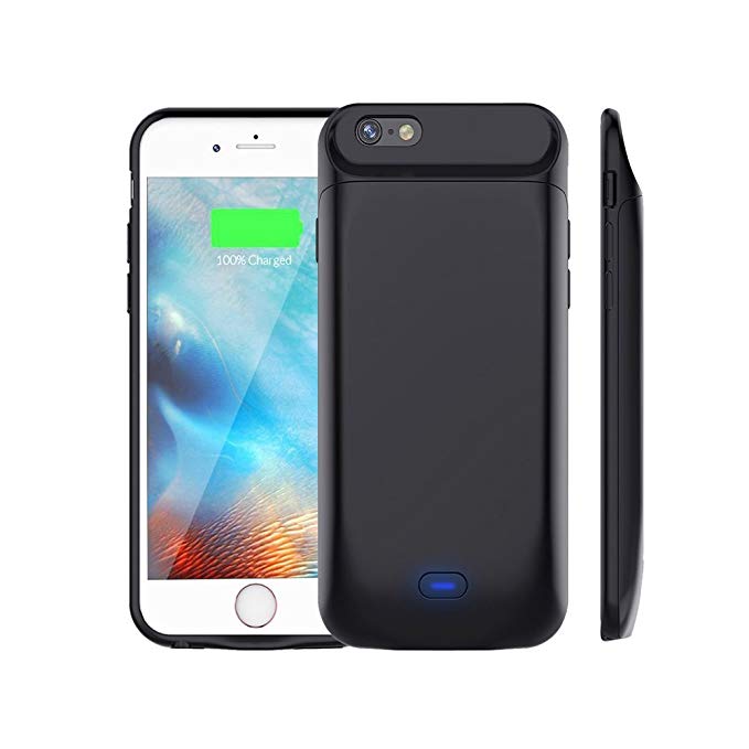 Idealforce External Magnetic Back Power Bank Pack Battery Charger Case for iPhone 6 6s 7 Plus (Black iPhone 6 6s Plus)