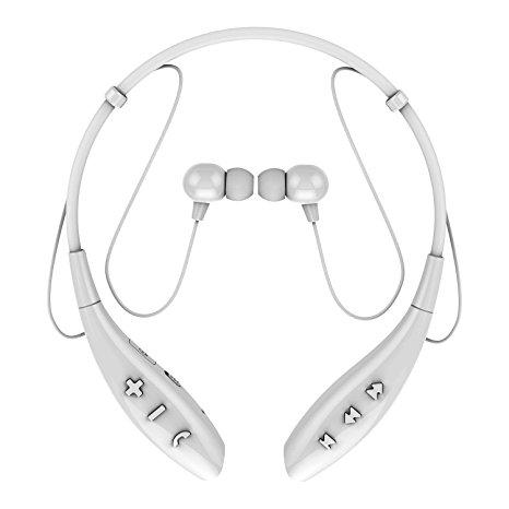 SoundPEATS Bluetooth Earbuds Stereo Sweatproof Wireless Sport Headphone with Mic (10 Hours Talk Time, Flexible Neckband Design, Bluetooth 4.1, Noise Cancelling) Q800 - White