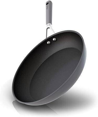 Ninja CW60030 NeverStick Comfort Grip 12" Fry Pan, Nonstick, Durable, Scratch Resistant, Dishwasher Safe, Oven Safe to 400°F, Silicone Handles, Grey