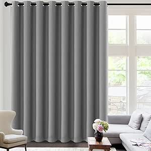 H.VERSAILTEX Blackout Curtains for Sliding Glass Door Room Divider Curtains Noise Reduce Curtain Panel Portable Window Screen Sliding Partition, W120 x L96 inches/8' Tall by 10' Wide, Dove Gray