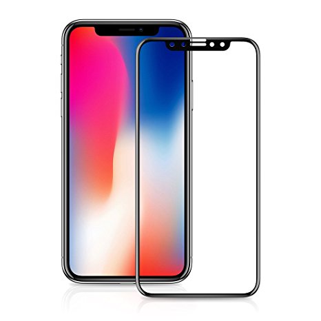 IPhone X Tempered Glass Film, steanum Invisible Shield HD Screen Protector for IPhone X (9H Hardness, 3D Curved-edge, Smooth Touch, High Transparency) Black