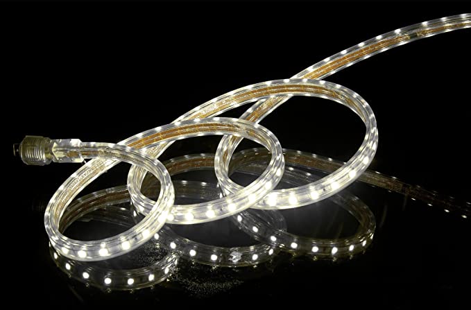 CBconcept UL Listed, 80 Feet, Super Bright 22000 Lumen, 4000K Soft White, Dimmable, 110-120V AC Flexible Flat LED Strip Rope Light, 1470 Units 5050 SMD LEDs, Indoor/Outdoor Use, [Ready to use]