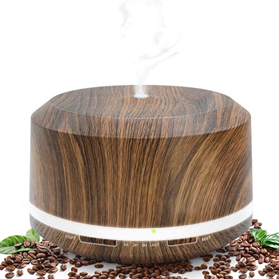 Essential Oil Diffuser 450ml, Wood Grain Aromatherapy Diffusers and Air Humidifiers Set for Large Room - LUSCREAL Gift Idea