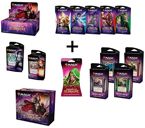 GET IT All!! MTG Magic the Gathering Throne of Eldraine Booster Box, Bundle, Both Planeswalker Decks, All 4 Brawl Decks, 5 Theme-boosters, 1 Collector Pack!