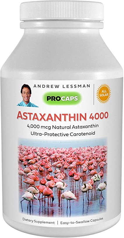 Andrew Lessman Astaxanthin 30 Softgels - 4000 mcg Natural Astaxanthin, Powerful Anti-Oxidant Carotenoid. Protection for Eyes, Heart, Skin and More. No Additives. Easy to Swallow Softgels