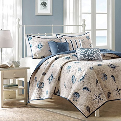 Madison Park 6 Piece Bayside Coverlet Set, Full/Queen