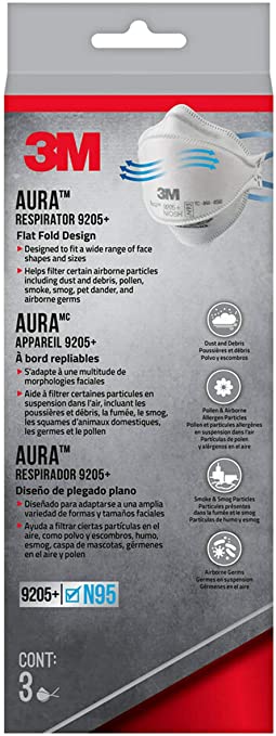 3M Aura Particulate Respirator 9205  N95, 3/Pack