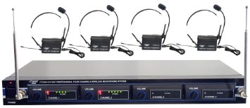 PYLE-PRO PDWM4400 - 4 Mic VHF Wireless Lavalie Headset System