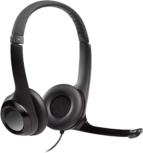 Logitech H390 Wired Headset for PC/Laptop, Stereo Headphones with Noise Cancelling Microphone, USB, In-Line Controls, Works with Chromebook - Black