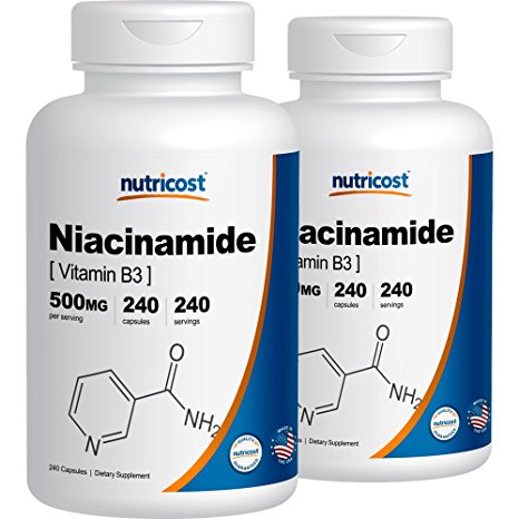 Nutricost Niacinamide (Vitamin B3) 500mg, 240 Capsules (2 Bottles)