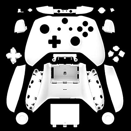 WPS Matte Case Housing Full Shell Set Faceplates   ABXY Buttons   RB LB Bumpers   Right/Left Rails for Xbox One S Slim (3.5 mm Headphone Jack) Controllers (White)