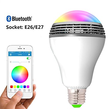 Deep Dream E26/E27 Wireless Bluetooth Speaker Smart LED 4W Night Light Bulb,Dimmable Color Changing Lights Bulbs Works with Smartphone, Audio Music RGB Lamp for Celebration,Bedroom,Dinners