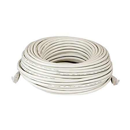 100FT Feet CAT5 Cat5e Ethernet Patch Cable - RJ45 Computer Networking Wire Cord (White)