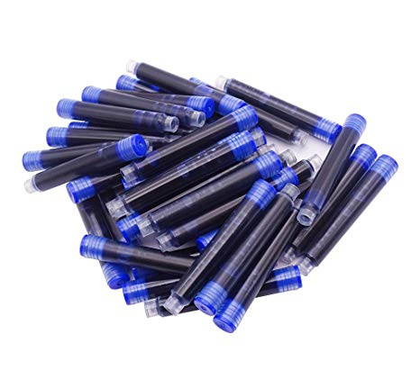 Hongdian Fountain Pen Blue Ink Cartridges, Set of 30 Refill Ink Cartridges, 3.4 mm Bore Diameter