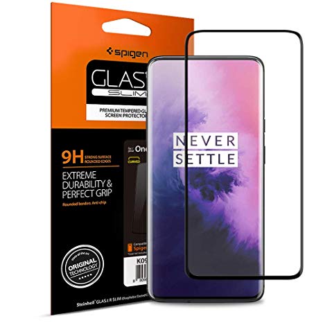 Spigen, OnePlus 7 Pro Tempered Glass Screen Protector, Edge to Edge Full Screen Coverage, Premium 9H, Screen Guard for OnePlus 7 Pro