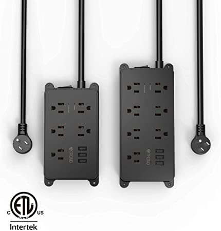 Power Strip Surge Protector, ETL Listed, TROND Surge Protector Power Strip with USB, Multiple Outlet Expansion, Low Profile Flat Plug, Wall Mountable, Black