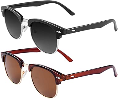 Polarized Sunglasses for Men Women Semi-Rimless Retro Driving Sun Glasses 100% UV400