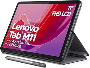 Lenovo Tab M11 Android Tablet | 11 Inch Full HD 1200p | 128 GB | Lenovo Tab Pen   Folio Case | WiFi | 4 GB RAM | Luna Grey | Designed for Portable Entertainment