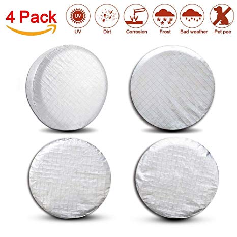 Sporting Style Tire Covers, RV Wheel Motorhome Wheel Covers Sun Protector Waterproof Aluminum Film, Cotton Lining Fits 27" to 29" Tire Diameters Set of 4