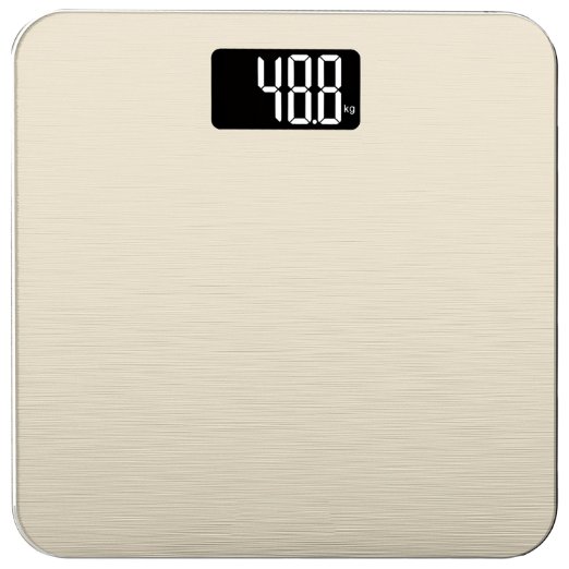 Smart Weigh 400lb/180kg Electronic Bathroom Scale in Tempered Glass with Advanced Step-On Technology (Gold)