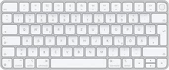 Apple Magic Keyboard mit Touch ID: Bluetooth, wiederaufladbar. Kompatibel mit Mac Computern Chip; Deutsch, Weiße Tasten