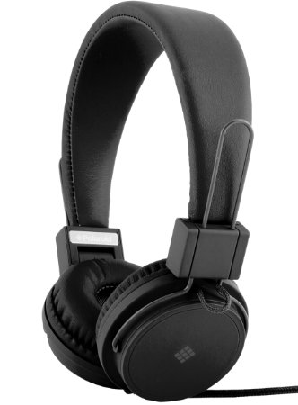 Polaroid PHP8500BK Neon Headphones with Mic, Foldable, Tangle-Proof, Compatible with All Devices, Black