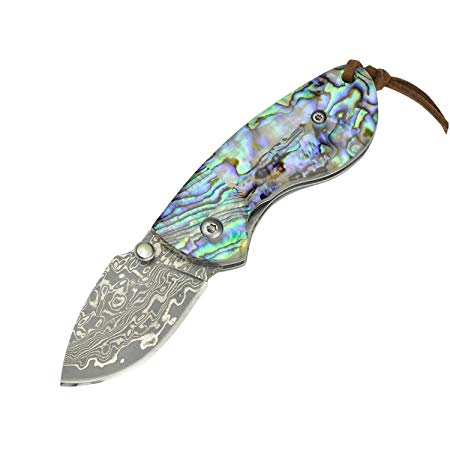 KUBEY Cutlery DM060 Gentlman's Folding Pocket Knives with 1.8in Damascus Steel Blade Thumb Open Outdoor Camping Hutning Gear Tool Folding Knives