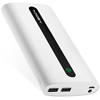 Aibocn Portable Power Bank 20000mAh Extenal Battery Charger with Flashlight for Apple Phone iPad Samsung Galaxy Smartphones Tablet and More, White