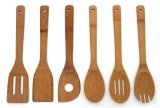 Lipper International 826 Set of 6 Bamboo Kitchen Tools in Mesh Bag