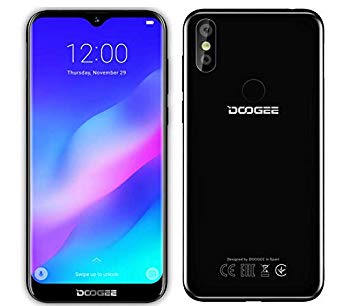 DOOGEE Y8 Android 9.0 4G dual SIM smartphone - 6.1''waterdrop screen(90% screen ratio), MTK6739 1.5GHz 3GB+16GB, 8+5MP Dual Rear Camera, Face unlock + Fingerprint - Midnight Black
