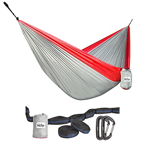 Hammock - Camping Double Hammock- Portable Parachute Nylon Hammock With Tree Straps & Alloy Carabiners For Backpacking Garden, Backyard,Hiking &Traveling