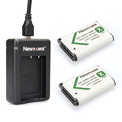 NP-BX1 Newmowa Battery (2-Pack) and Dual USB Charger set for Sony NP-BX1, NP-BX1/M8 and Sony Cyber-shot DSC-RX100, DSC-RX100 II, DSC-RX100M II, DSC-RX100 III, DSC-RX100 V, DSC-RX100 IV, HDR-CX405