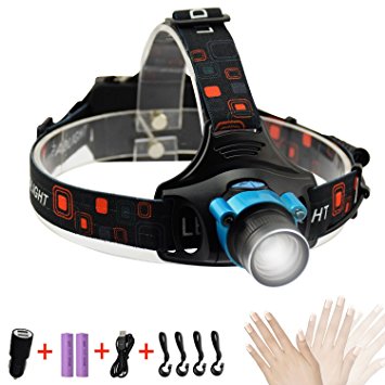 Motion Sensor LED Headlamp Flashlight, 2500 Lumens Super Bright 3 Modes Rechargeable Zoomable Headlight with Adjustable Head Strap and 2pcs 18650 Batteries for Fishing, Camping, Running, Hunting