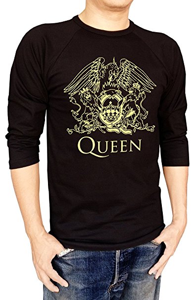 Queen Band Rock Music Logo Baseball Tee Raglan 3/4 Sleeve Men's T Shirt