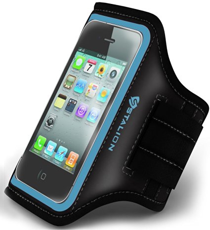 iPhone 4 4S Armband : Stalion Sports Running & Exercise Gym Sportband (Cyan Blue) Water Resistant   Sweat Proof   Key Holder