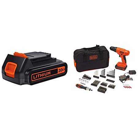 BLACK DECKER LBXR20 20-Volt MAX Extended Run Time Lithium-Ion Cordless To with BLACK DECKER BDC120VA100 Cordless Project Kit with 100 Accessories