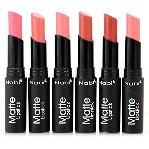 6pc Nabi Cosmetics Professional Matte Lipstick Set of 6 Nude Colors