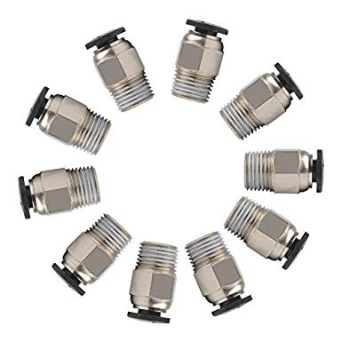 YOTINO PC4-M10 Male Straight Pneumatic PTFE Tube Push in Quick Fitting Connector for E3D-V6 Long-Distance Bowden Extruder 3D Printer (Pack of 10pcs)