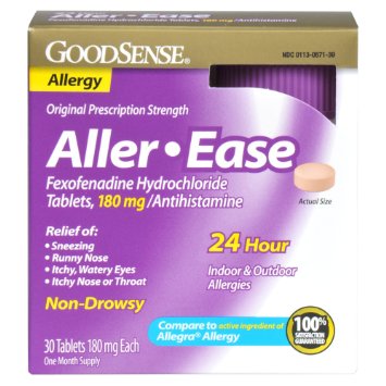GoodSense Aller-Ease Fexofenadine Hydrochloride Tablets, 180 mg/Antihistamine, 30-count