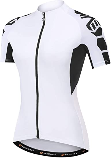 NUCKILY Women's Short Sleeve Cycling Jersey Jacket Cycling Shirt Quick Dry Breathable Mountain Clothing Bike Top