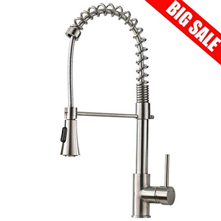 VCCUCINE Modern High Arc Single Handle Pull Down Sprayer Brushed Nickel Kitchen Faucet, Stainless Steel Pull Out Kitchen Sink Faucet